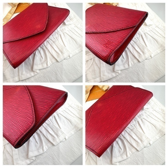AUTHENTIC Louis Vuitton Epi Art Deco Clutch Rouge. Color: Rouge. - Picture 6 of 16